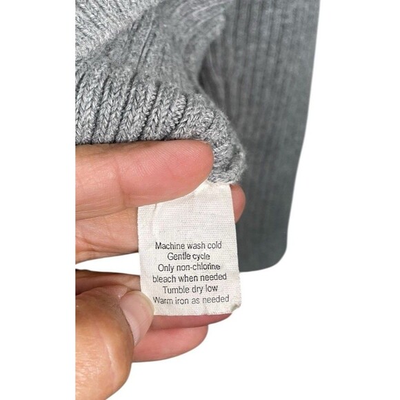 VTG J. CREW Cotton Women Large Gray Pullover Turtle‎ Neck Sweater Rubbed - Picture 5 of 9